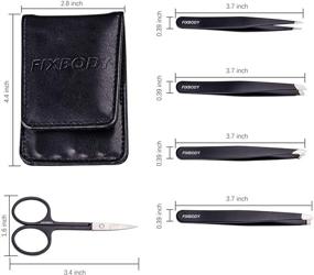 img 3 attached to 🔧 FIXBODY 5-Piece Stainless Steel Tweezers Set with Curved Scissors - Best Precision Tweezer for Eyebrows, Splinter & Ingrown Hair Removal - Includes Leather Travel Case