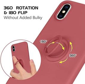 img 2 attached to 📱 DOMAVER iPhone Xs Max Case 360° Ring Holder Kickstand (Car Mount Support) - Silicone Soft Rubber Microfiber Cushioned Cover for iPhone Xs Max 6.5", Camellia