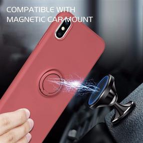 img 3 attached to 📱 DOMAVER iPhone Xs Max Case 360° Ring Holder Kickstand (Car Mount Support) - Silicone Soft Rubber Microfiber Cushioned Cover for iPhone Xs Max 6.5", Camellia