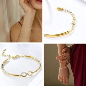 img 2 attached to 🎁 Elegant E 14K Gold Plated Infinity Love Bangles Bracelets: Timeless Womens Adjustable Gold Chain Bangle Bracelet - Ideal Mother's Day Jewelry Gift for Mom, Wife, Daughter, Sisters, Friendship, and Girlfriend