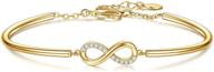 🎁 elegant e 14k gold plated infinity love bangles bracelets: timeless womens adjustable gold chain bangle bracelet - ideal mother's day jewelry gift for mom, wife, daughter, sisters, friendship, and girlfriend logo