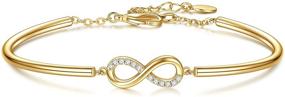 img 4 attached to 🎁 Elegant E 14K Gold Plated Infinity Love Bangles Bracelets: Timeless Womens Adjustable Gold Chain Bangle Bracelet - Ideal Mother's Day Jewelry Gift for Mom, Wife, Daughter, Sisters, Friendship, and Girlfriend