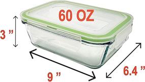 img 2 attached to 60 OZ LARGE Glass Food Storage Container Baking Dish Set with Locking Airtight Lids - Set of 2 Meal Lunch Prep Containers for Storing & Serving Food - Leakproof, Microwave, Oven, Freezer, and Dishwasher Safe