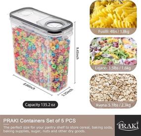 img 3 attached to PRAKI 5PCS Cereal Containers Storage Set - Airtight BPA-Free Food Storage with Lids - Organize Kitchen Pantry, Sugar, Baking Supplies - Includes 20 Labels &amp; Marker (4L Black)