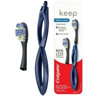 🦷 colgate keep soft adult manual toothbrush with 2 deep clean floss-tip brush heads, navy - improved seo logo