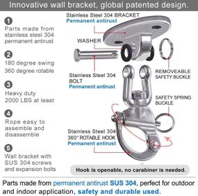 img 2 attached to 🪢 SELEWARE 2500 lb Capacity 360° Swivel Swing Hangers - Heavy Duty Hooks for Porch Chair, Playground, Hammock, Gym Swing Sets, and More!