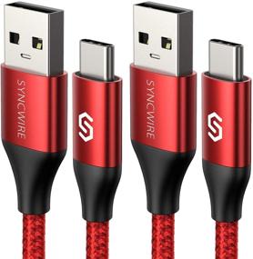 img 4 attached to Syncwire USB Type C кабель [2 шт., 6фт] - Быстрая зарядка и синхронизация, нейлоновая оплетка USB A to USB-C зарядное устройство для Samsung Galaxy S10/S9/S8 Plus/Note 9/8, Nintendo Switch, LG V30, V20 - красный