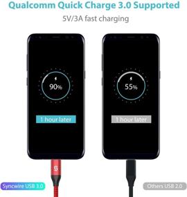 img 2 attached to Syncwire USB Type C кабель [2 шт., 6фт] - Быстрая зарядка и синхронизация, нейлоновая оплетка USB A to USB-C зарядное устройство для Samsung Galaxy S10/S9/S8 Plus/Note 9/8, Nintendo Switch, LG V30, V20 - красный