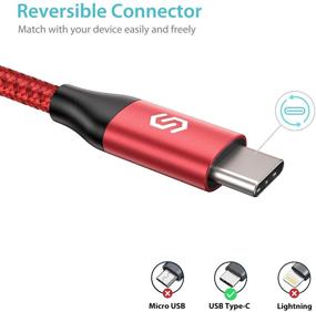 img 3 attached to Syncwire USB Type C кабель [2 шт., 6фт] - Быстрая зарядка и синхронизация, нейлоновая оплетка USB A to USB-C зарядное устройство для Samsung Galaxy S10/S9/S8 Plus/Note 9/8, Nintendo Switch, LG V30, V20 - красный