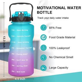 img 3 attached to 💧 Favofit Motivational Half Gallon Water Bottle with Straw - 64 oz BPA-Free Plastic Jug for Fitness, Gym, Sports & Outdoor - Green/Purple Gradient