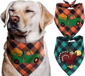 img 4 attached to 🦃 Premium Thanksgiving Dog Bandana Set - 2-Pack of Festive Thanksgiving Bandanas for Dogs