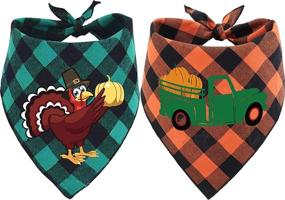 img 1 attached to 🦃 Premium Thanksgiving Dog Bandana Set - 2-Pack of Festive Thanksgiving Bandanas for Dogs