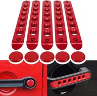 🔴 red grab handle inserts & push button knobs cover trim set for 2007-2018 jeep wrangler jk & unlimited (5pcs) logo