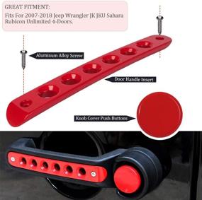 img 3 attached to 🔴 Red Grab Handle Inserts & Push Button Knobs Cover Trim Set for 2007-2018 Jeep Wrangler JK & Unlimited (5PCS)