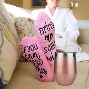 img 2 attached to 🌹 Rose Gold Wine Gift Set: Stainless Steel Tumbler, Cupcake Socks, Perfect Gift for Women and Wine Lovers