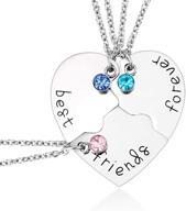 🧩 rhinestone heart shape bff necklace with puzzle stitching – best friend forever and ever friendship pendant logo