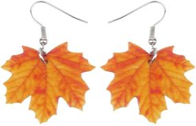 img 4 attached to 🍁 WEVENI Maple Leaf Earrings for Women – Acrylic Dangle Drop Plant Jewelry, Unique Gift Idea for Girls and Ladies