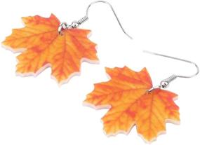 img 2 attached to 🍁 WEVENI Maple Leaf Earrings for Women – Acrylic Dangle Drop Plant Jewelry, Unique Gift Idea for Girls and Ladies