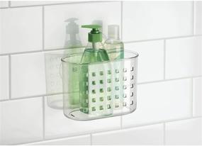 img 2 attached to Clear Plastic Suction Shower Caddy Basket - Ideal for Shampoo, Conditioner, Soap, Creams, Towels, Razors, Loofahs in Master, Guest, Kid's Bathroom - Dimensions: 7.25" x 4.5" x 6.5