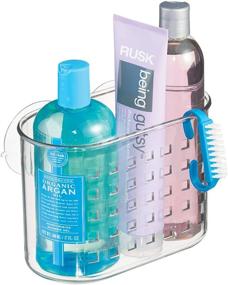 img 1 attached to Clear Plastic Suction Shower Caddy Basket - Ideal for Shampoo, Conditioner, Soap, Creams, Towels, Razors, Loofahs in Master, Guest, Kid's Bathroom - Dimensions: 7.25" x 4.5" x 6.5