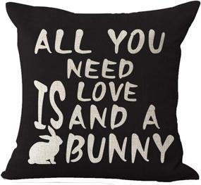 img 1 attached to 🐇 Easter Bunny Love: 18x18 Inch Rabbit Throw Pillow Covers for Festive Home Decor