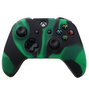img 3 attached to YoRHa Silicone Cover Skin Case for Microsoft Xbox One X and Xbox One S Controller - Black Green Color, Includes Pro Thumb Grips - 8 Pieces