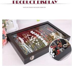 img 2 attached to 📿 Wudygirl Necklace Tray Storage Box: 20 Hooks Jewelry Display with Stackable Design, Lockable Glass Top, and Luxurious Black Velvet Boxes