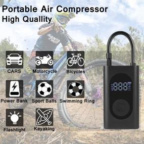 img 1 attached to 🚀 Versatile Portable Air Compressor Inflators: Efficient 150psi Model with Pressure Gauge, Ideal for Car Tires, Motorcycle, Bicycle, Balls, Swimming Ring and More! Also Functions as a Power Bank, Rechargeable with LED Light and Automatic Inflation Control
