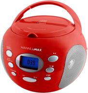 🔴 versatile hannlomax hx-305cd portable cd player: pll fm radio, bluetooth, lcd display, aux-in, ac/dc power source (red) logo