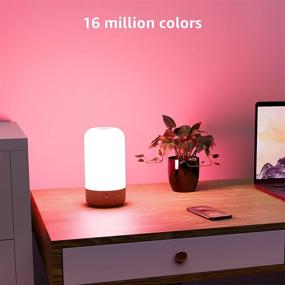 img 1 attached to 🛏️ Lepro Smart Bedside Lamp: WiFi APP Control Dimmable LED Nightstand Touch Lamp, Compatible with Alexa & Google Home - White & RGB Color Changing Mood Night Light (Light Wood Grain Color)