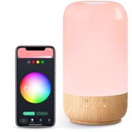 🛏️ lepro smart bedside lamp: wifi app control dimmable led nightstand touch lamp, compatible with alexa & google home - white & rgb color changing mood night light (light wood grain color) логотип