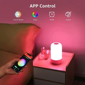 img 2 attached to 🛏️ Lepro Smart Bedside Lamp: WiFi APP Control Dimmable LED Nightstand Touch Lamp, Compatible with Alexa & Google Home - White & RGB Color Changing Mood Night Light (Light Wood Grain Color)