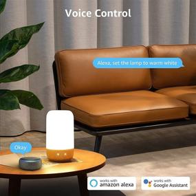 img 3 attached to 🛏️ Lepro Smart Bedside Lamp: WiFi APP Control Dimmable LED Nightstand Touch Lamp, Compatible with Alexa & Google Home - White & RGB Color Changing Mood Night Light (Light Wood Grain Color)