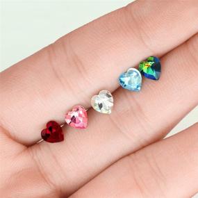 img 3 attached to 💎 Амелия Модный кристальный сердечный клык/хрящ штанга: 16G Хирургическая сталь - выберите цвет