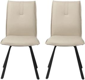 img 4 attached to Set of 2 Modern Dining Chairs - Upholstered PU Leather, Durable & Soft, Side Chairs with Steel Legs
