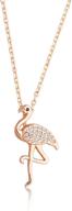 🦩 bobauna flamingo pendant necklace - rose gold rhinestone flamingo bird jewelry, perfect bff gift for women and girls to 'flamingle' logo