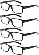 👓 sigvan rectangle frame blue light blocking reading glasses (4 pairs) for men and women, trendy computer eyeglasses readers logo