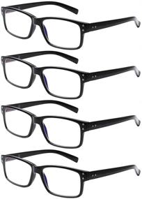 img 4 attached to 👓 SIGVAN Rectangle Frame Blue Light Blocking Reading Glasses (4 Pairs) for Men and Women, Trendy Computer Eyeglasses Readers