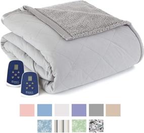 img 3 attached to Slate Grey King Size Thermee Micro Flannel Electric Blanket with Sherpa: Cozy Comfort for a Restful Sleep