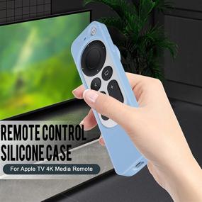 img 1 attached to 📱 Seltureone 2021 Apple TV 4K Siri Remote Cover: 2 in 1 Silicone Protective Case Sleeve with Full Holder Cover for AirTags and TV HD Siri Remote (2nd Generation) - Blue