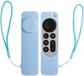 img 4 attached to 📱 Seltureone 2021 Apple TV 4K Siri Remote Cover: 2 in 1 Silicone Protective Case Sleeve with Full Holder Cover for AirTags and TV HD Siri Remote (2nd Generation) - Blue