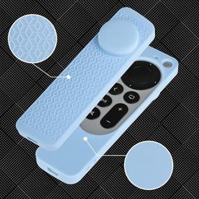 img 3 attached to 📱 Seltureone 2021 Apple TV 4K Siri Remote Cover: 2 in 1 Silicone Protective Case Sleeve with Full Holder Cover for AirTags and TV HD Siri Remote (2nd Generation) - Blue