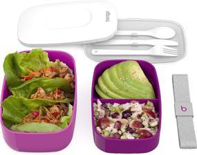 img 3 attached to 🍱 Bentgo Classic - Stackable Bento Lunch Box Set - Modern Design with 2 Containers, Built-in Utensils, Nylon Sealing Strap - Purple