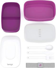 img 1 attached to 🍱 Bentgo Classic - Stackable Bento Lunch Box Set - Modern Design with 2 Containers, Built-in Utensils, Nylon Sealing Strap - Purple