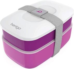 img 4 attached to 🍱 Bentgo Classic - Stackable Bento Lunch Box Set - Modern Design with 2 Containers, Built-in Utensils, Nylon Sealing Strap - Purple