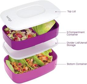 img 2 attached to 🍱 Bentgo Classic - Stackable Bento Lunch Box Set - Modern Design with 2 Containers, Built-in Utensils, Nylon Sealing Strap - Purple