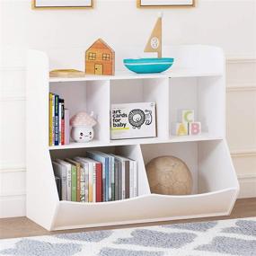 img 4 attached to UTEX Toy Storage Organizer with Bookcase: A Multifunctional Solution for Kids' Play Room and Bedroom