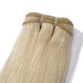 img 2 attached to 💇 Premium Virgin Human Hair Bundle Extensions - 18 Inch 1 Bundle, #60 Platinum Blonde Straight, Unprocessed Brazilian Hair Weft for Long Hair Weave - 100g/Bundle - Ideal for Women