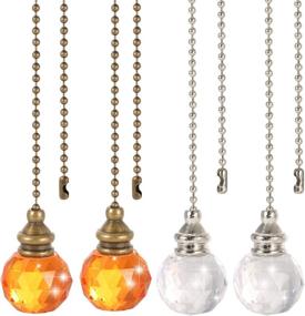 img 4 attached to 🔮 Set of 4 Prism Ball Ceiling Fan Pull Chains - 13.5 inch, Brown Transparent Clear Reflective - Decorative Ceiling Light Extension Pulls with Glaring Pull Cords