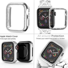 img 2 attached to 💎 Supoix Блинг Алмазный Ремешок для Apple Watch + Чехол: Ремешок из ринестонового металла и защита из ТПУ для iWatch серии 5/4/3/2/1, 38мм 40мм 42мм 44мм, женские ювелирные украшения с заменой